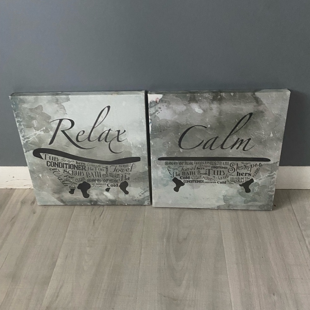 Gray Wall Art Decor Set - Relax & Calm 12X12”